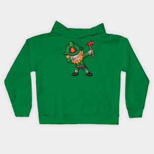 St Patricks Day Dabbing Leprechaun Fireman Kids Hoodie